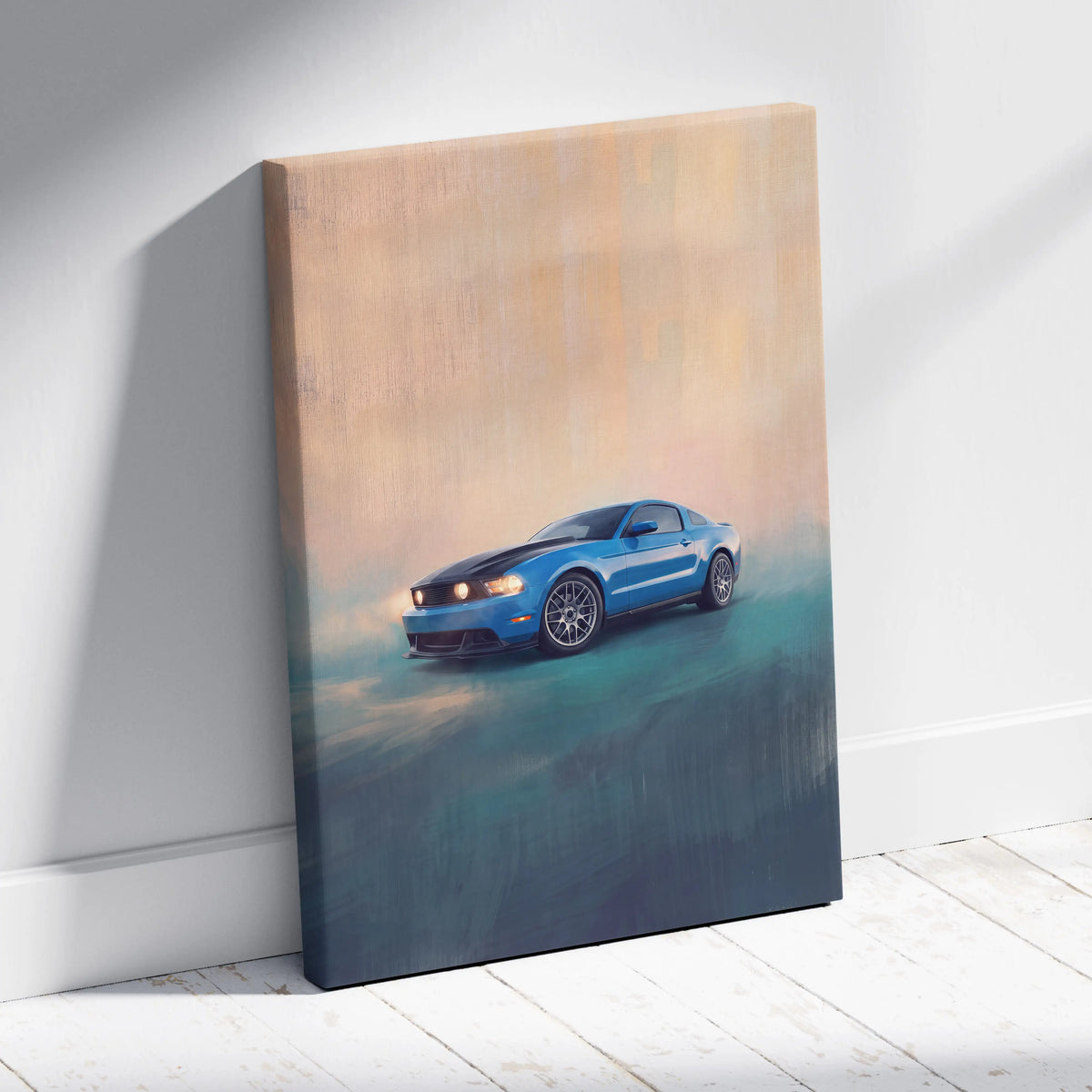 Ford Mustang Inspired Automotive Wall Art, Classic Muscle Car Canvas Print for Living Room