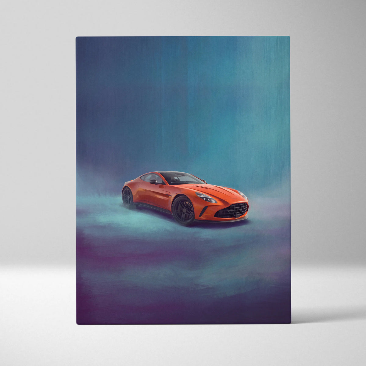 Aston Martin Vantage Inspired Car Wall Art, Modern British Sports Car Canvas Painting