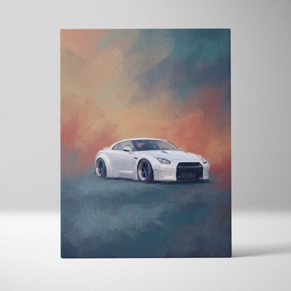Nissan GT-R Inspired Canvas Art, Widebody Supercar Wall Painting for Office Decor