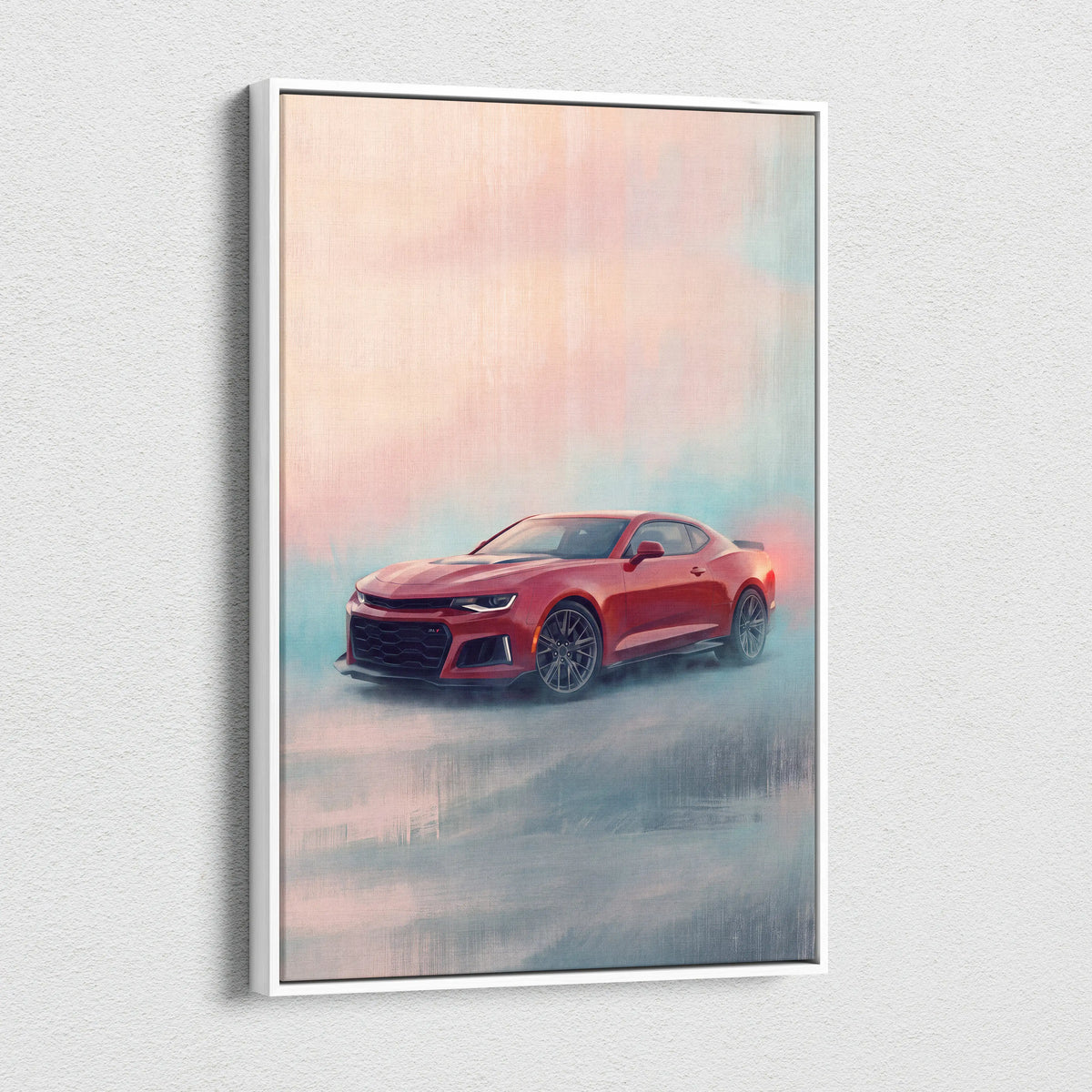 Chevrolet Camaro ZL1 Inspired Automotive Wall Art, Red Performance Coupe Canvas Painting