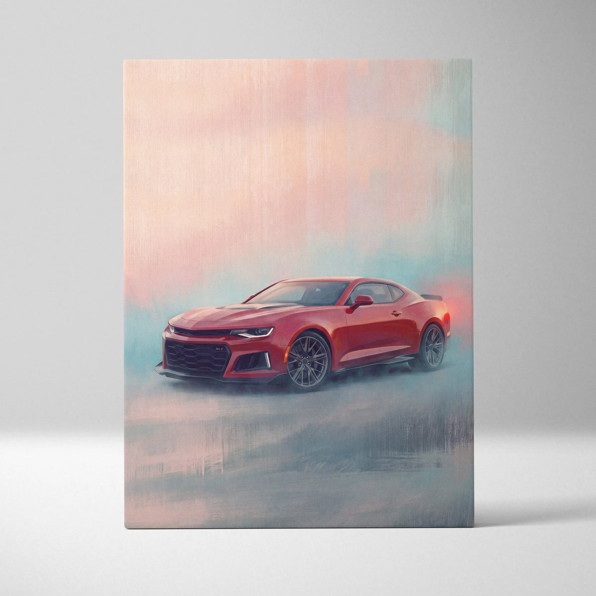 Chevrolet Camaro ZL1 Inspired Automotive Wall Art, Red Performance Coupe Canvas Painting