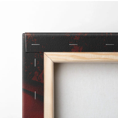 Minimalist wooden frame with black red abstract border on Dark Fantasy Dragon canvas art