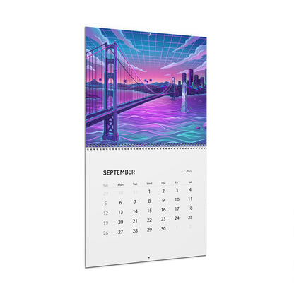 2027 Vaporwave Artwork Wall Calendar – Retro Futuristic Neon Art & Colorful Dreamscape Designs