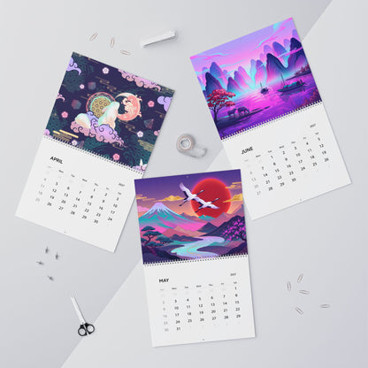 2027 Japanese Vaporwave Artwork Wall Calendar – Neon Japan Inspired Art Collection
