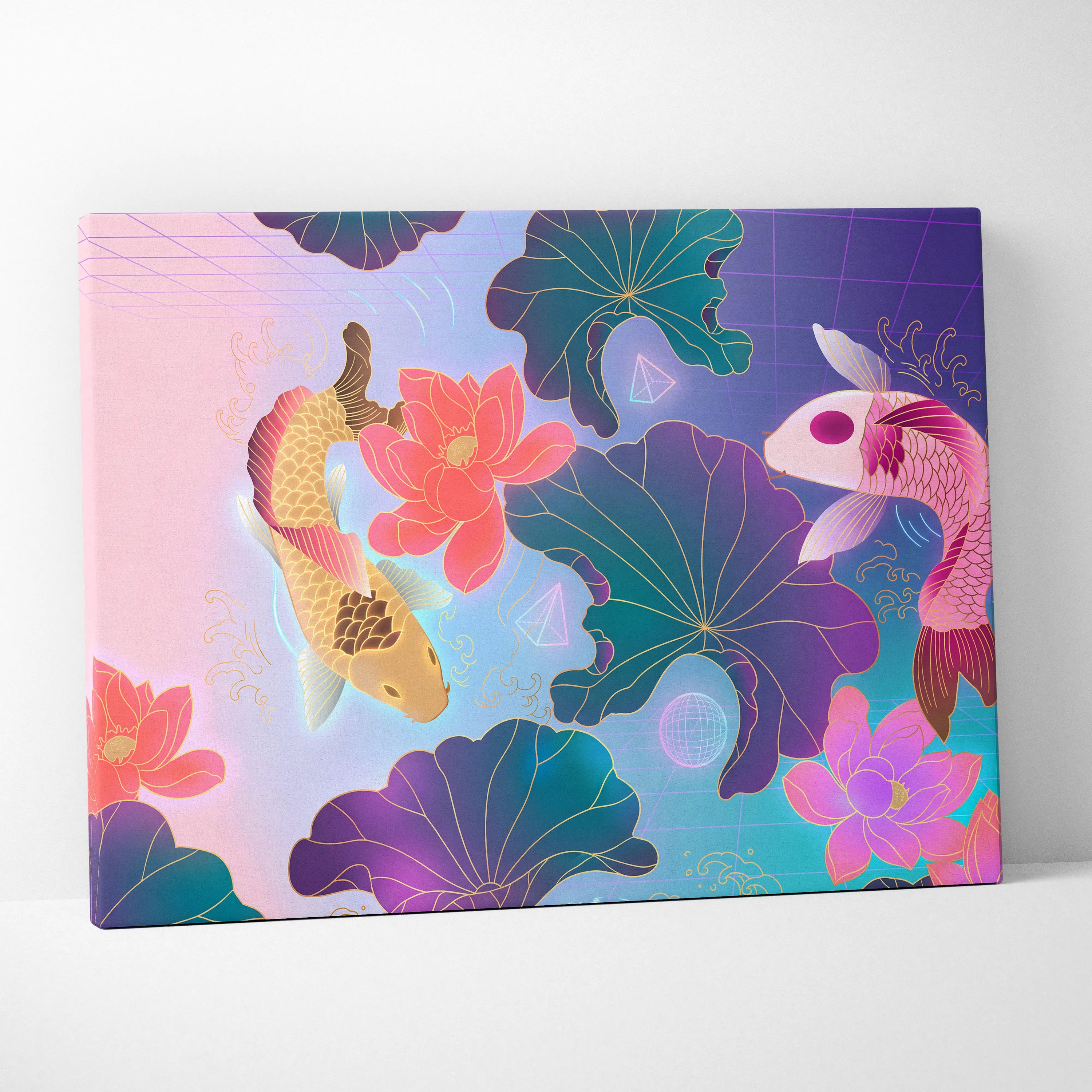 Vaporwave Fuji Bloom Canvas - Japanese Landscape Vaporwave Pastel Neon Living Room Dreamy Mood Neon Vaporwave Canvas