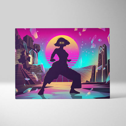 Vaporwave Neon Silhouette Canvas - Silhouette Neon Sunset Purple Living Room Vaporwave Dreamy Retro Neon Vaporwave Canvas