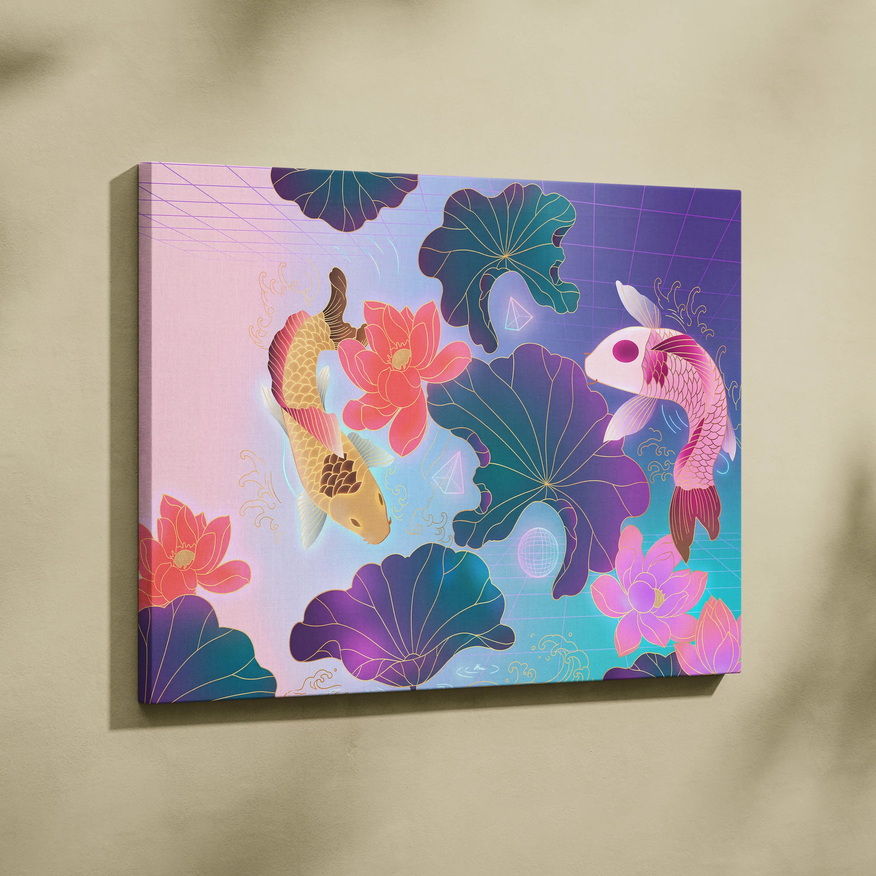Vaporwave Fuji Bloom Canvas - Japanese Landscape Vaporwave Pastel Neon Living Room Dreamy Mood Neon Vaporwave Canvas