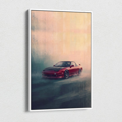 Nissan 240SX Inspired Car Wall Art, JDM Drift Tuner Canvas Print for Living Room