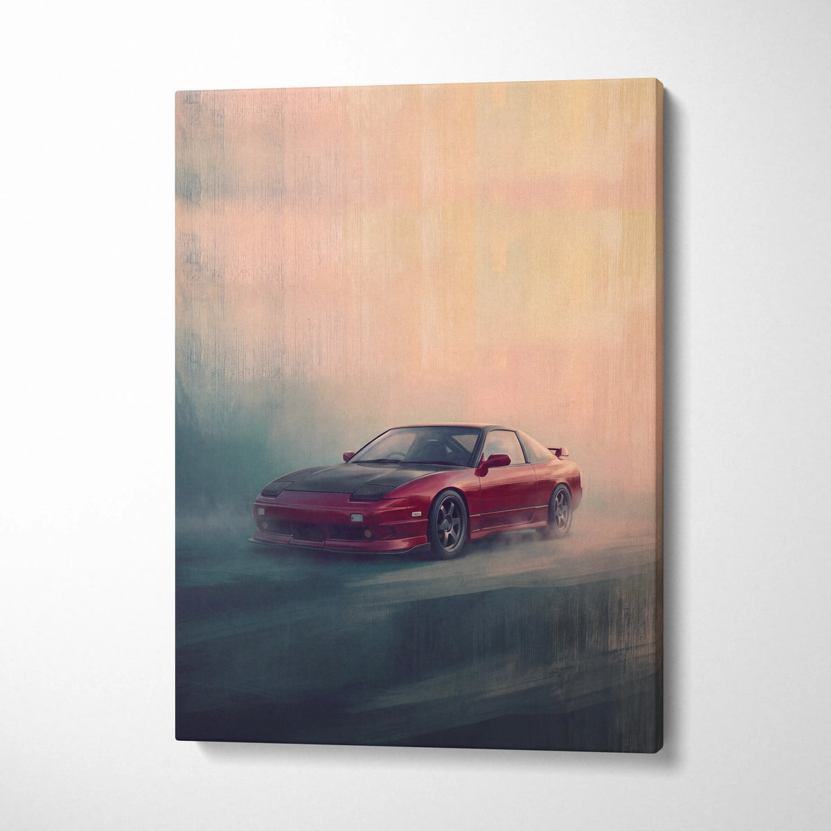 Nissan 240SX Inspired Car Wall Art, JDM Drift Tuner Canvas Print for Living Room