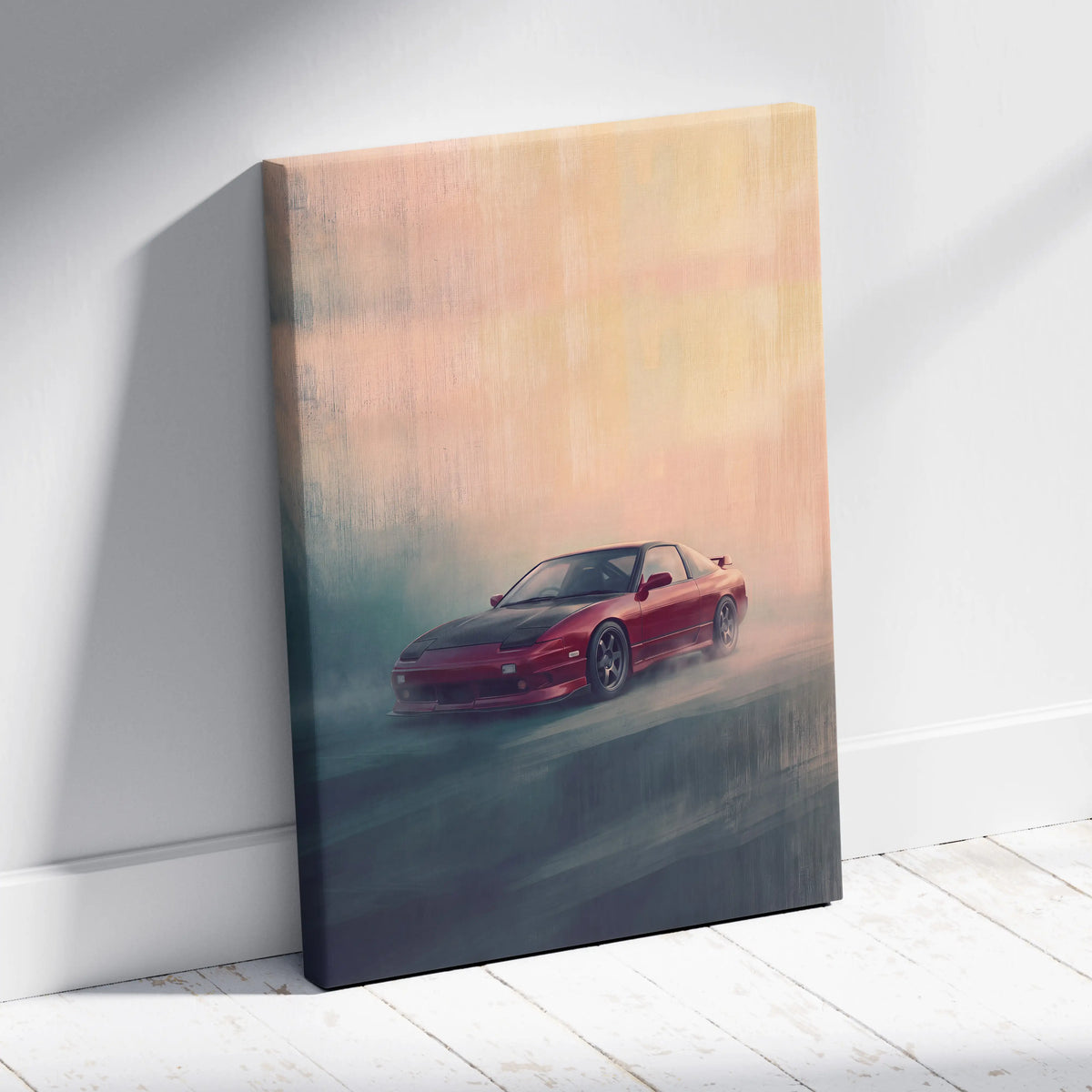 Nissan 240SX Inspired Car Wall Art, JDM Drift Tuner Canvas Print for Living Room