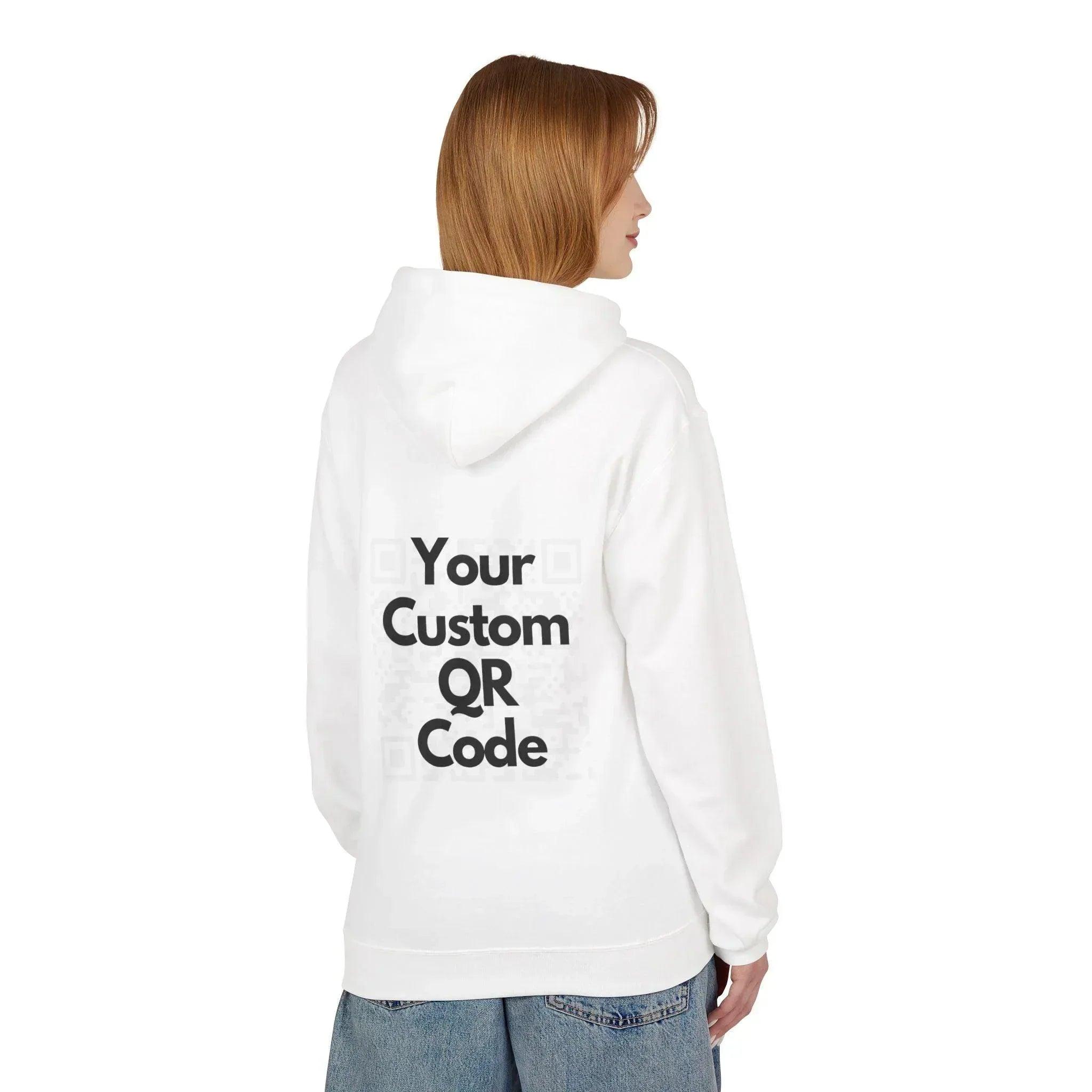 Customizable QR Code Fleece Hoodie for Social Media Engagement