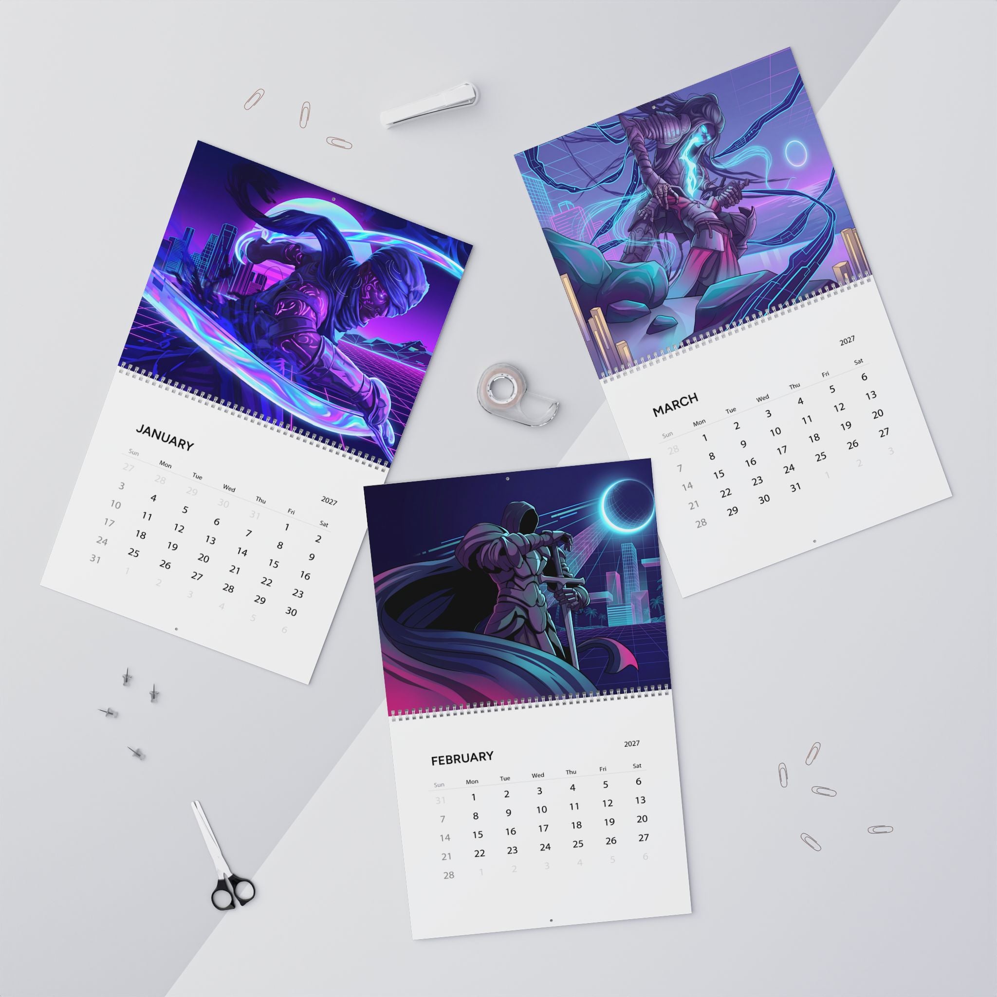 2027 Fantasy Vaporwave Calendar – Surreal Neon Art & Dreamscape Artwork Collection