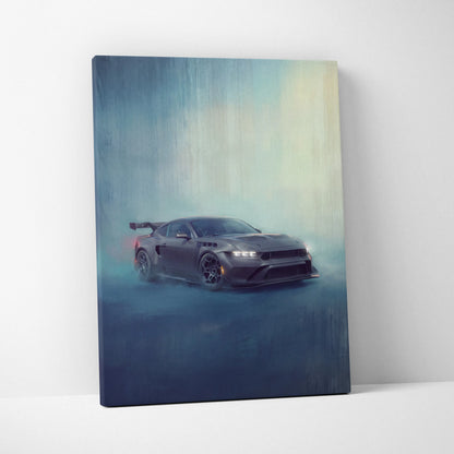Ford Mustang GTD Inspired Automotive Canvas Art, Widebody Performance Wall Decor for Bedroom