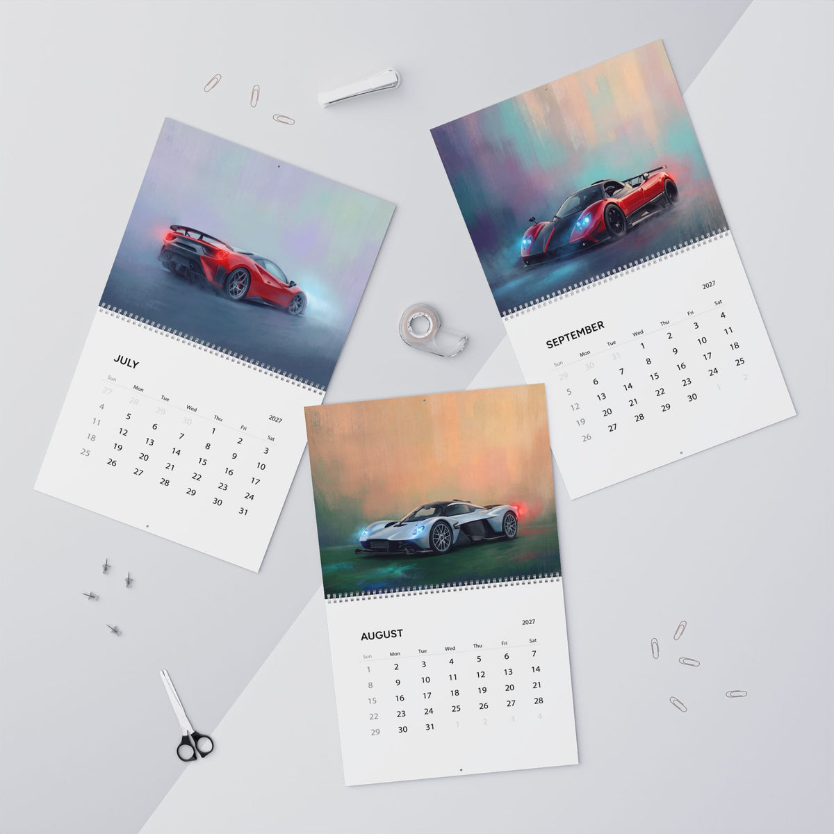 2027 Super Cars Artwork Calendar | Exotic Car Wall Calendar