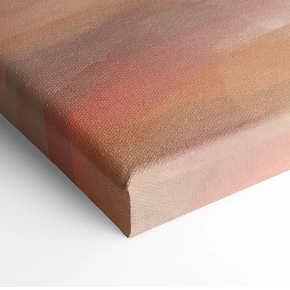 Ford Mustang Mach 1 inspired automotive wall art featuring a soft gradient canvas in peach rose gold and muted brown hues