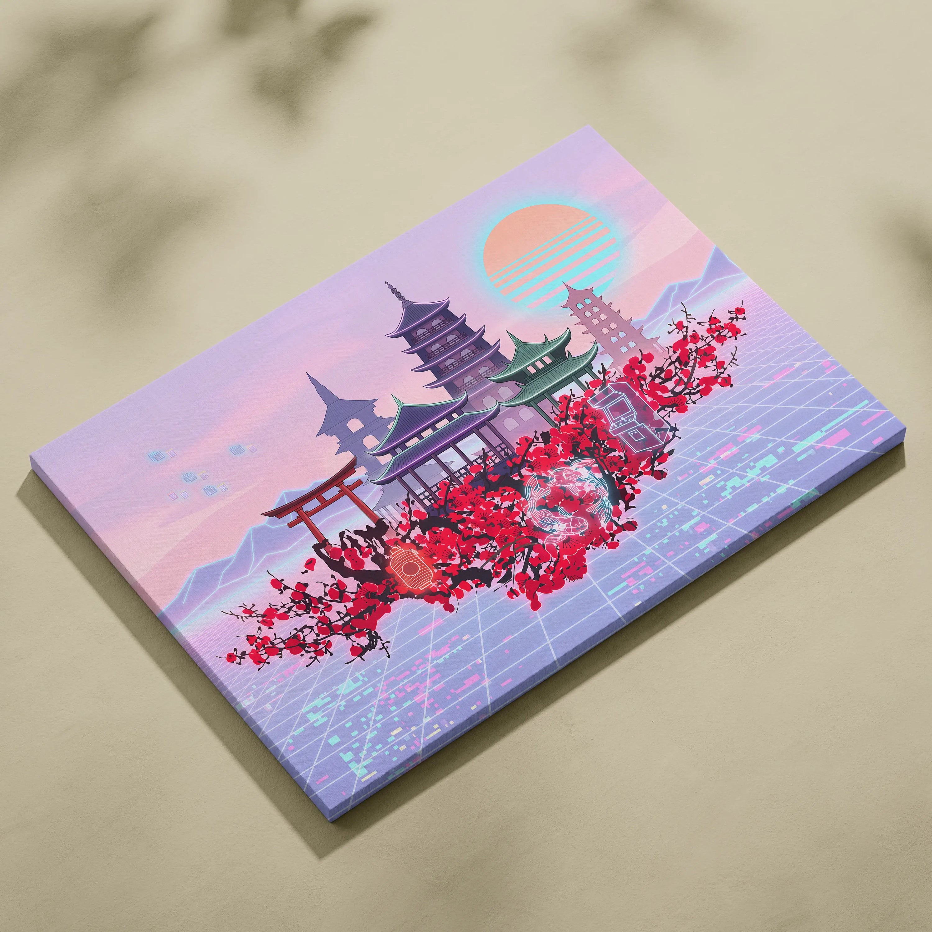 Pastel Vaporwave Japan Landscape - Japan Landscape Pastels Living Room Vaporwave Dreamy Mood Retro Futurism