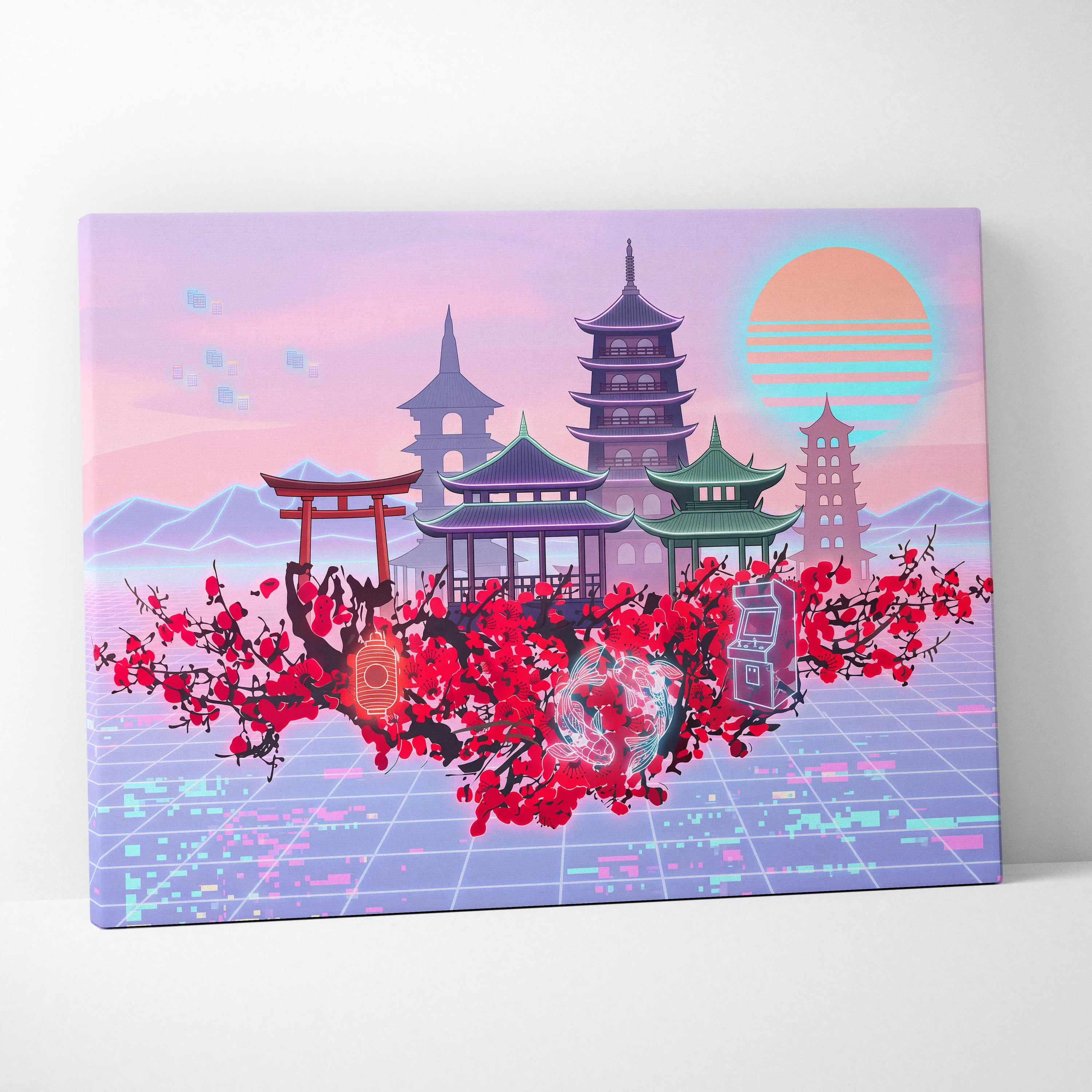 Pastel Vaporwave Japan Landscape - Japan Landscape Pastels Living Room Vaporwave Dreamy Mood Retro Futurism