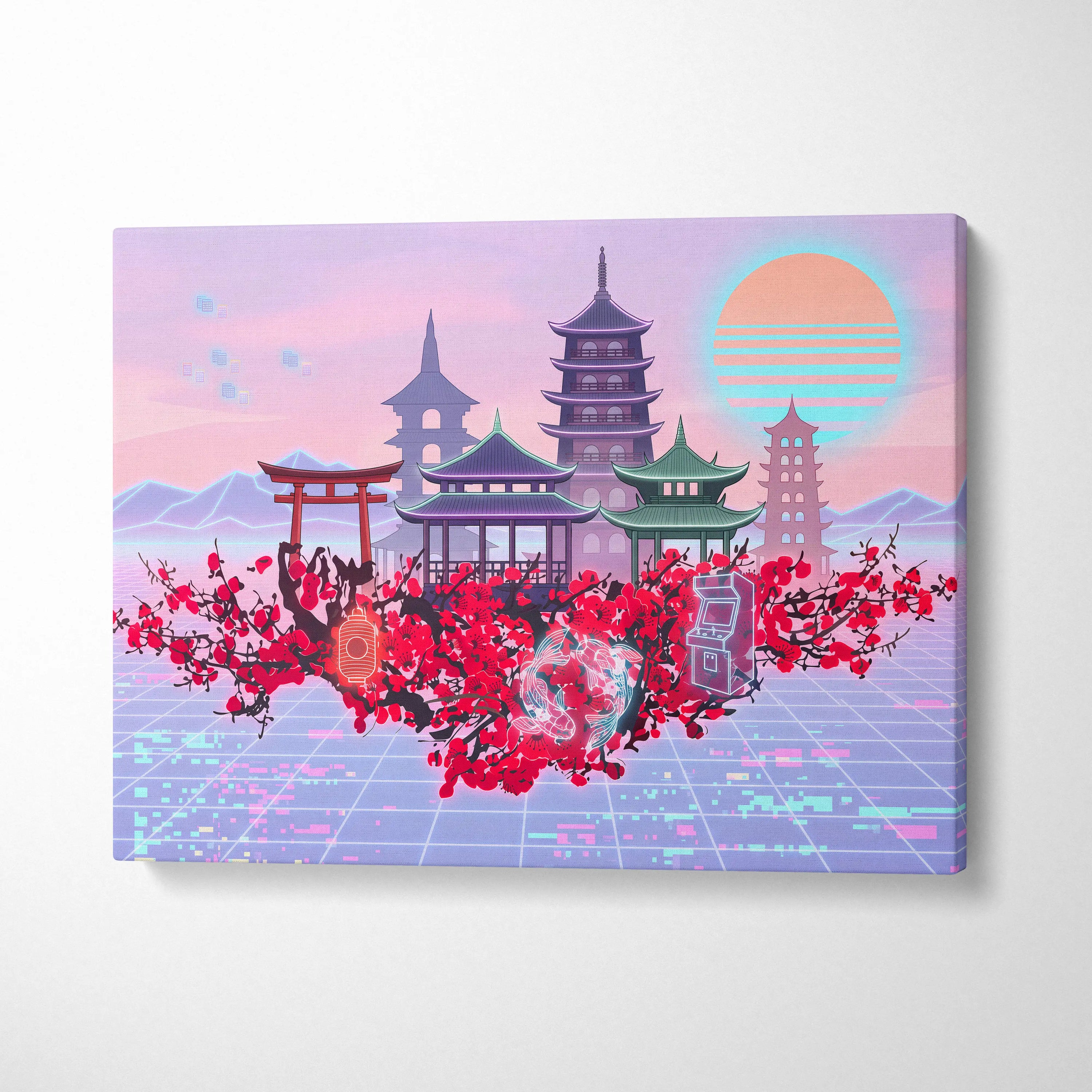 Pastel Vaporwave Japan Landscape - Japan Landscape Pastels Living Room Vaporwave Dreamy Mood Retro Futurism