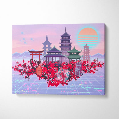 Pastel Vaporwave Japan Landscape - Japan Landscape Pastels Living Room Vaporwave Dreamy Mood Retro Futurism