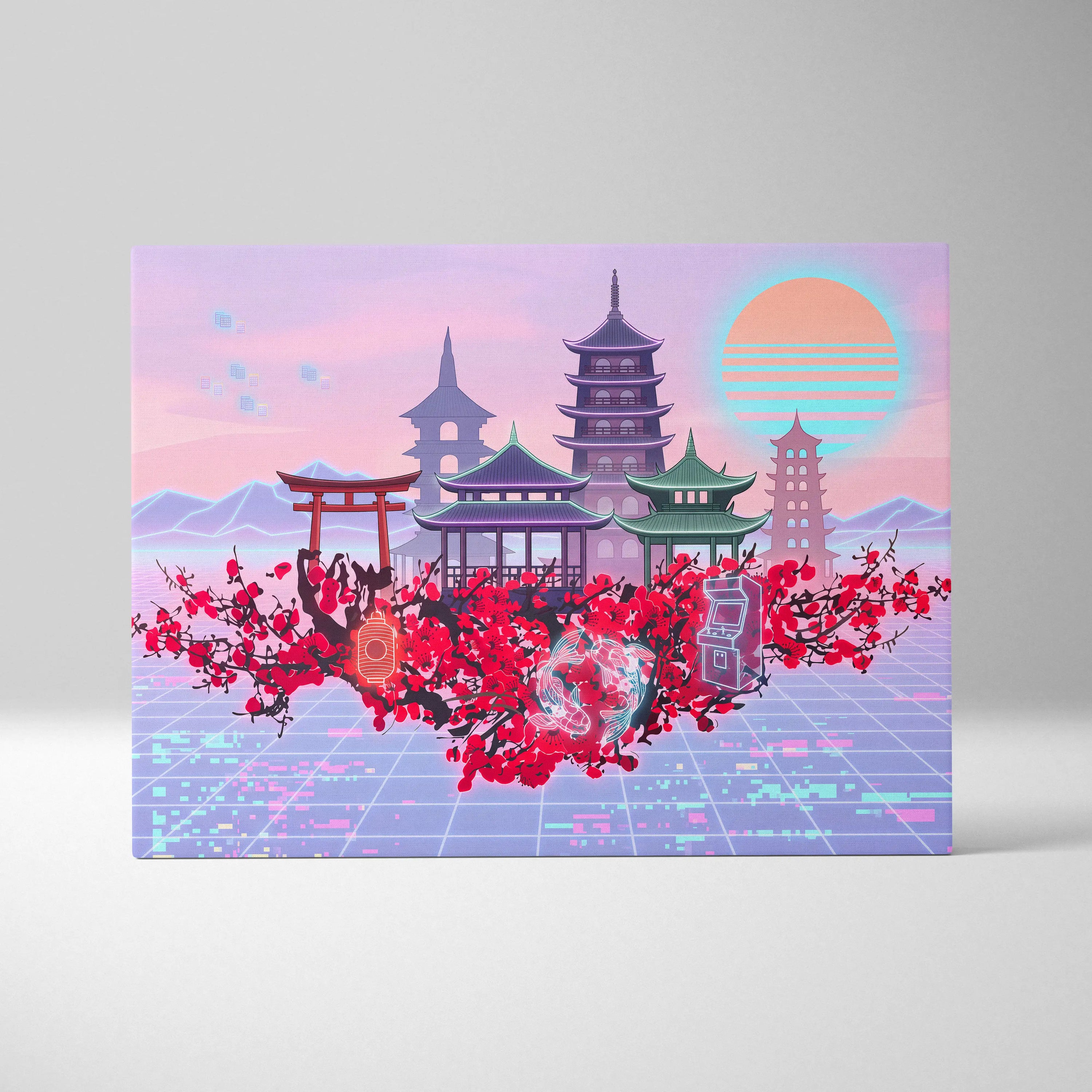 Pastel Vaporwave Japan Landscape - Japan Landscape Pastels Living Room Vaporwave Dreamy Mood Retro Futurism
