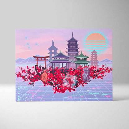 Pastel Vaporwave Japan Landscape - Japan Landscape Pastels Living Room Vaporwave Dreamy Mood Retro Futurism