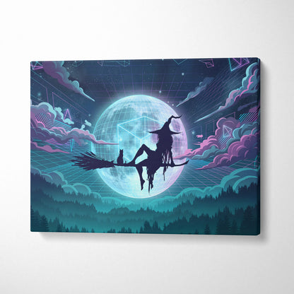 Vaporwave Neon Dreamscape Canvas - Vaporwave Scene Neon Blues Pink Living Room Dreamy Nostalgia NeoRetro Futurism Poster
