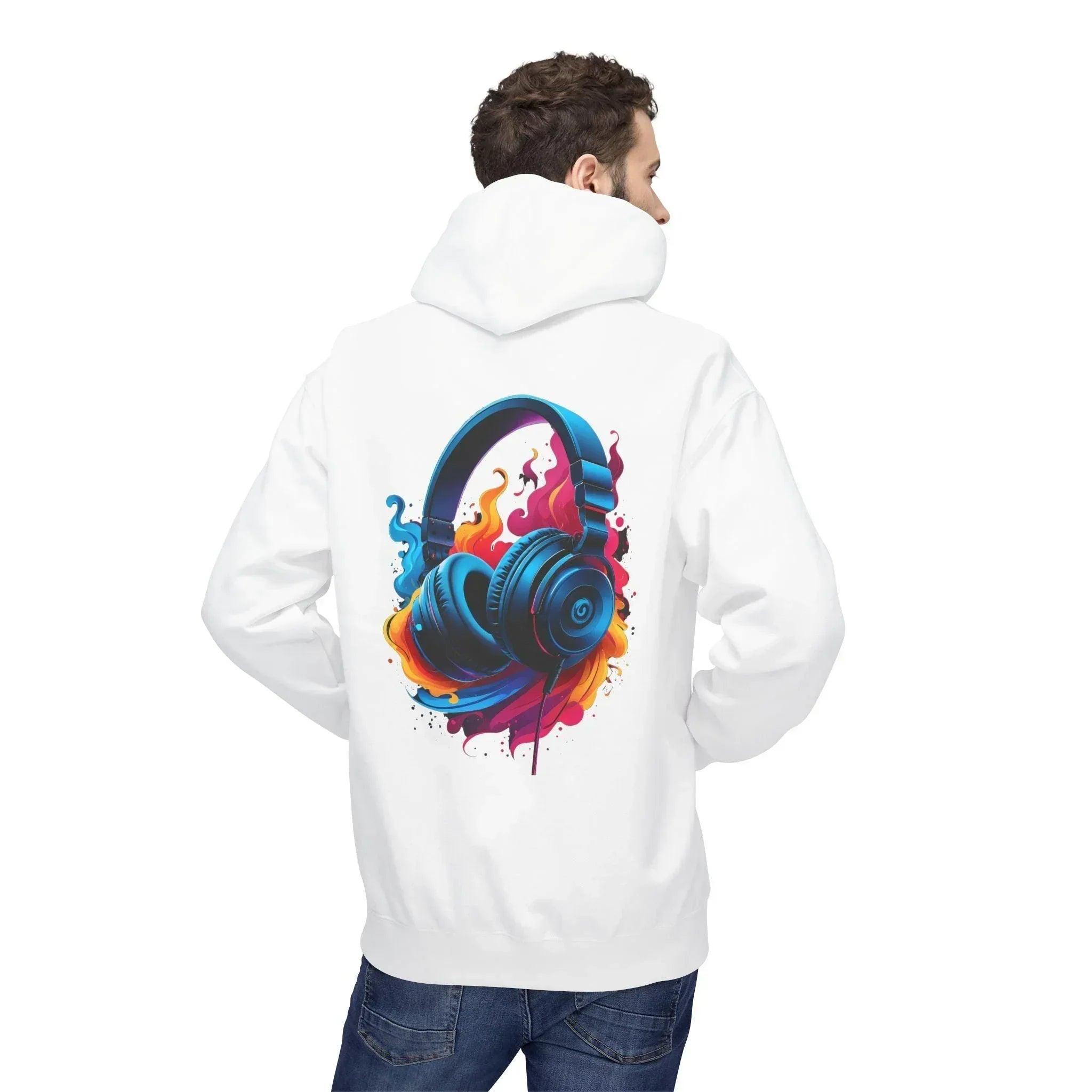 Artistic Vibes Fleece Hoodie with Headphone Design - Ultimate Comfort & Style