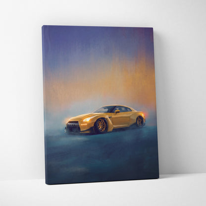 Nissan GT-R Inspired Automotive Wall Art, Supercar Canvas Print for Living Room Decor