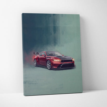 Ford Mustang GTD Inspired Canvas Art, Track Racing Tuner Wall Painting for Garage Decor