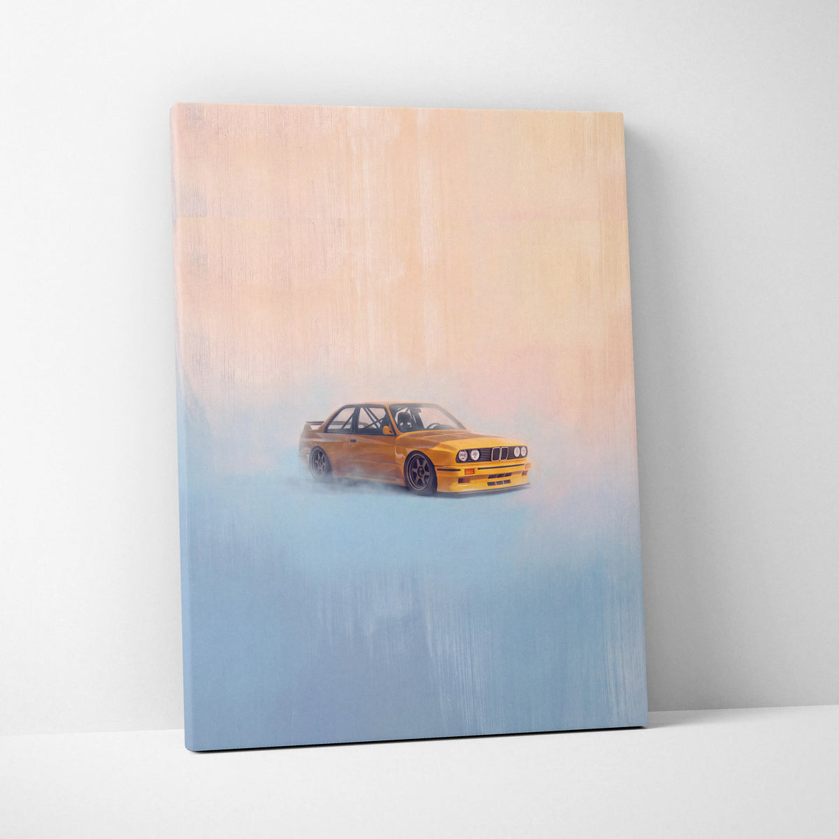 BMW E30 M3 Inspired Car Wall Art, Classic German Touring Car Canvas Painting