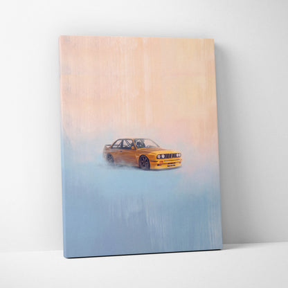 BMW E30 M3 Inspired Car Wall Art, Classic German Touring Car Canvas Painting