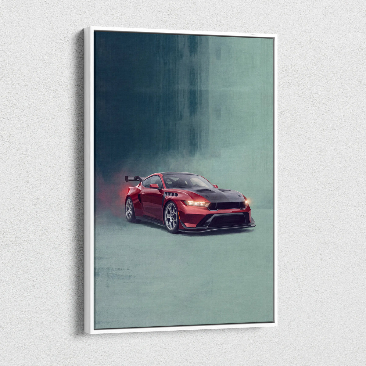 Ford Mustang GTD Inspired Canvas Art, Track Racing Tuner Wall Painting for Garage Decor