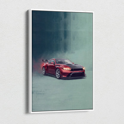 Ford Mustang GTD Inspired Canvas Art, Track Racing Tuner Wall Painting for Garage Decor