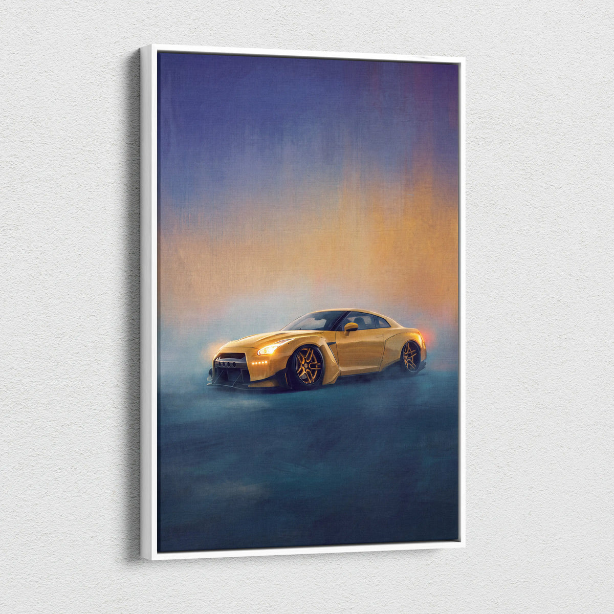 Nissan GT-R Inspired Automotive Wall Art, Supercar Canvas Print for Living Room Decor