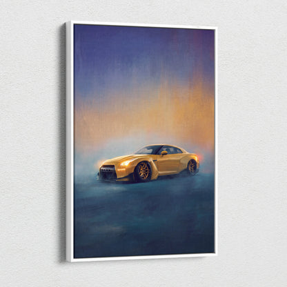 Nissan GT-R Inspired Automotive Wall Art, Supercar Canvas Print for Living Room Decor