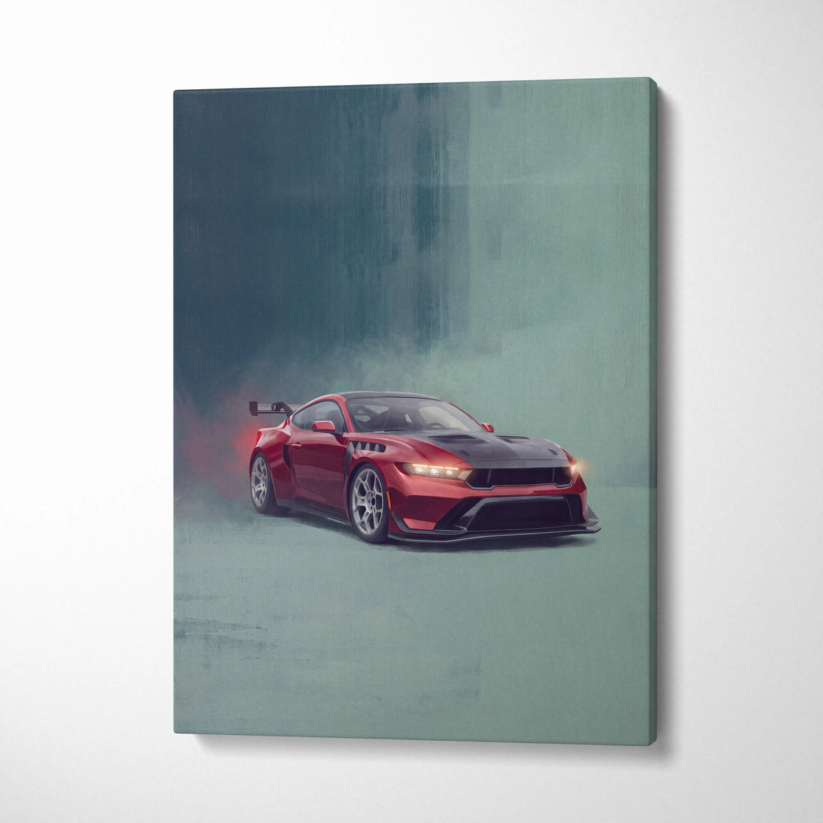 Ford Mustang GTD Inspired Canvas Art, Track Racing Tuner Wall Painting for Garage Decor