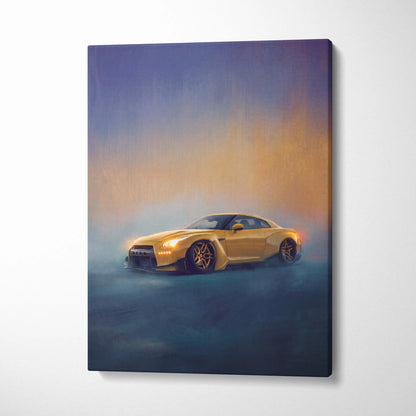 Nissan GT-R Inspired Automotive Wall Art, Supercar Canvas Print for Living Room Decor
