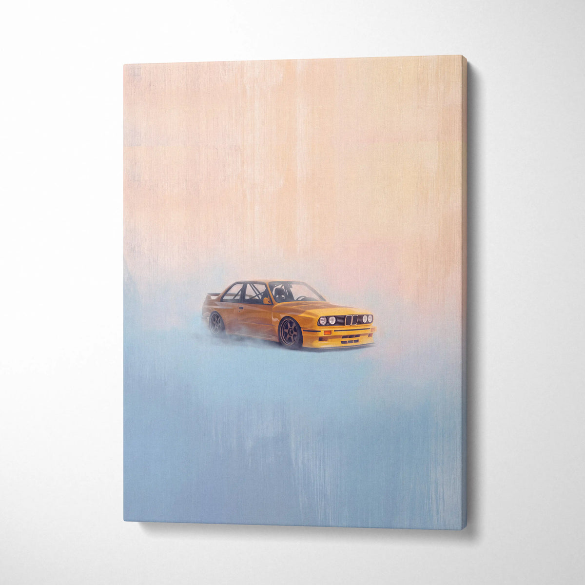 BMW E30 M3 Inspired Car Wall Art, Classic German Touring Car Canvas Painting