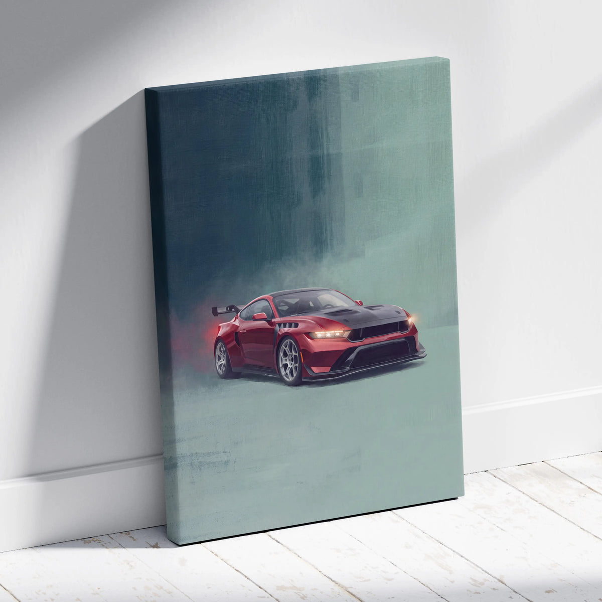 Ford Mustang GTD Inspired Canvas Art, Track Racing Tuner Wall Painting for Garage Decor