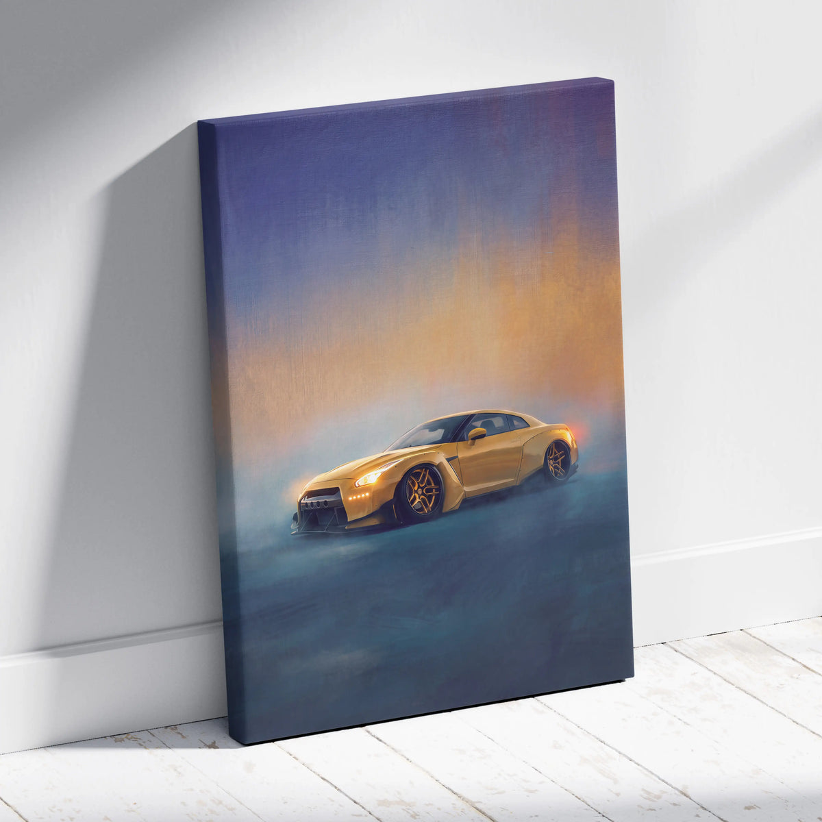 Nissan GT-R Inspired Automotive Wall Art, Supercar Canvas Print for Living Room Decor