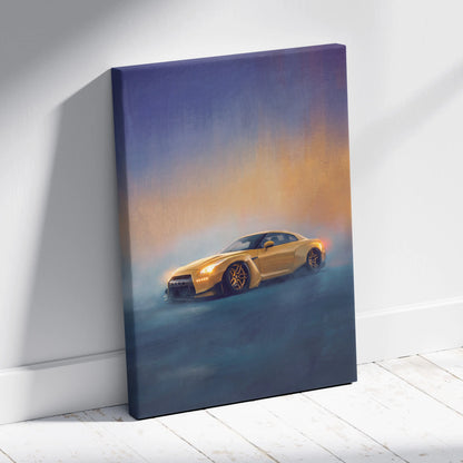 Nissan GT-R Inspired Automotive Wall Art, Supercar Canvas Print for Living Room Decor