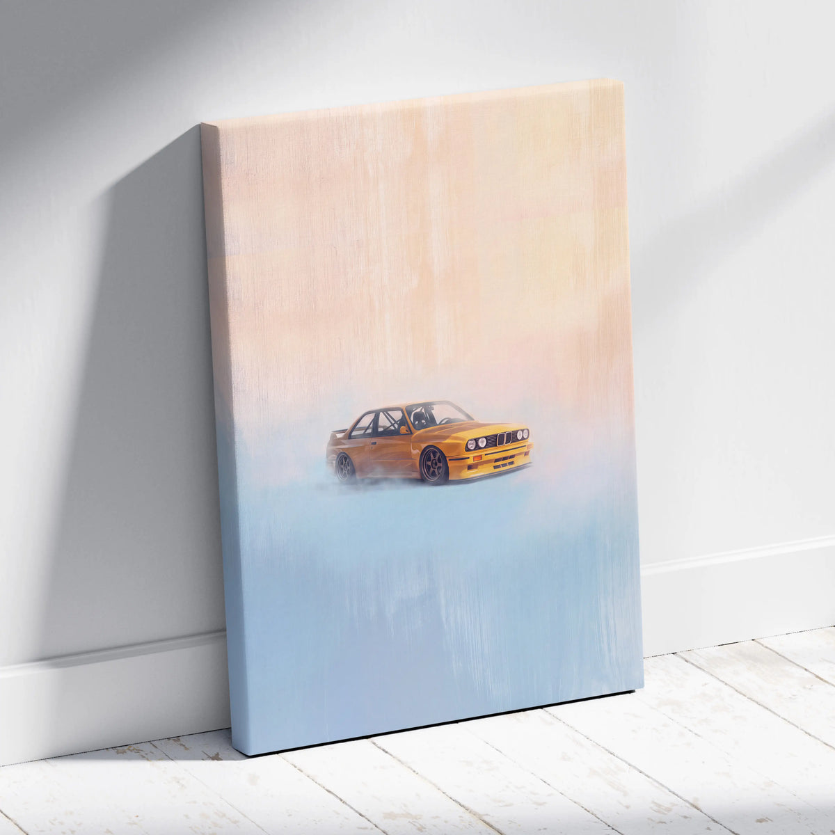 BMW E30 M3 Inspired Car Wall Art, Classic German Touring Car Canvas Painting