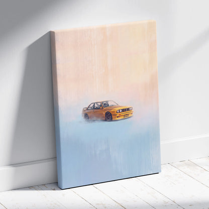BMW E30 M3 Inspired Car Wall Art, Classic German Touring Car Canvas Painting