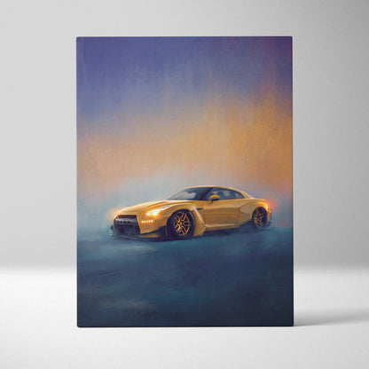 Nissan GT-R Inspired Automotive Wall Art, Supercar Canvas Print for Living Room Decor