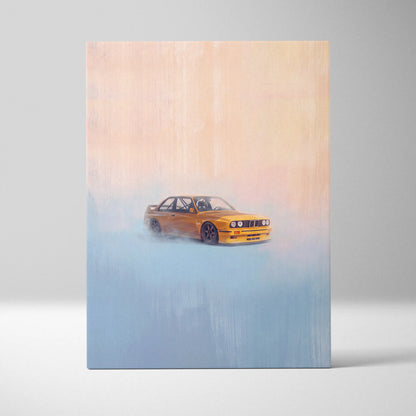 BMW E30 M3 Inspired Car Wall Art, Classic German Touring Car Canvas Painting