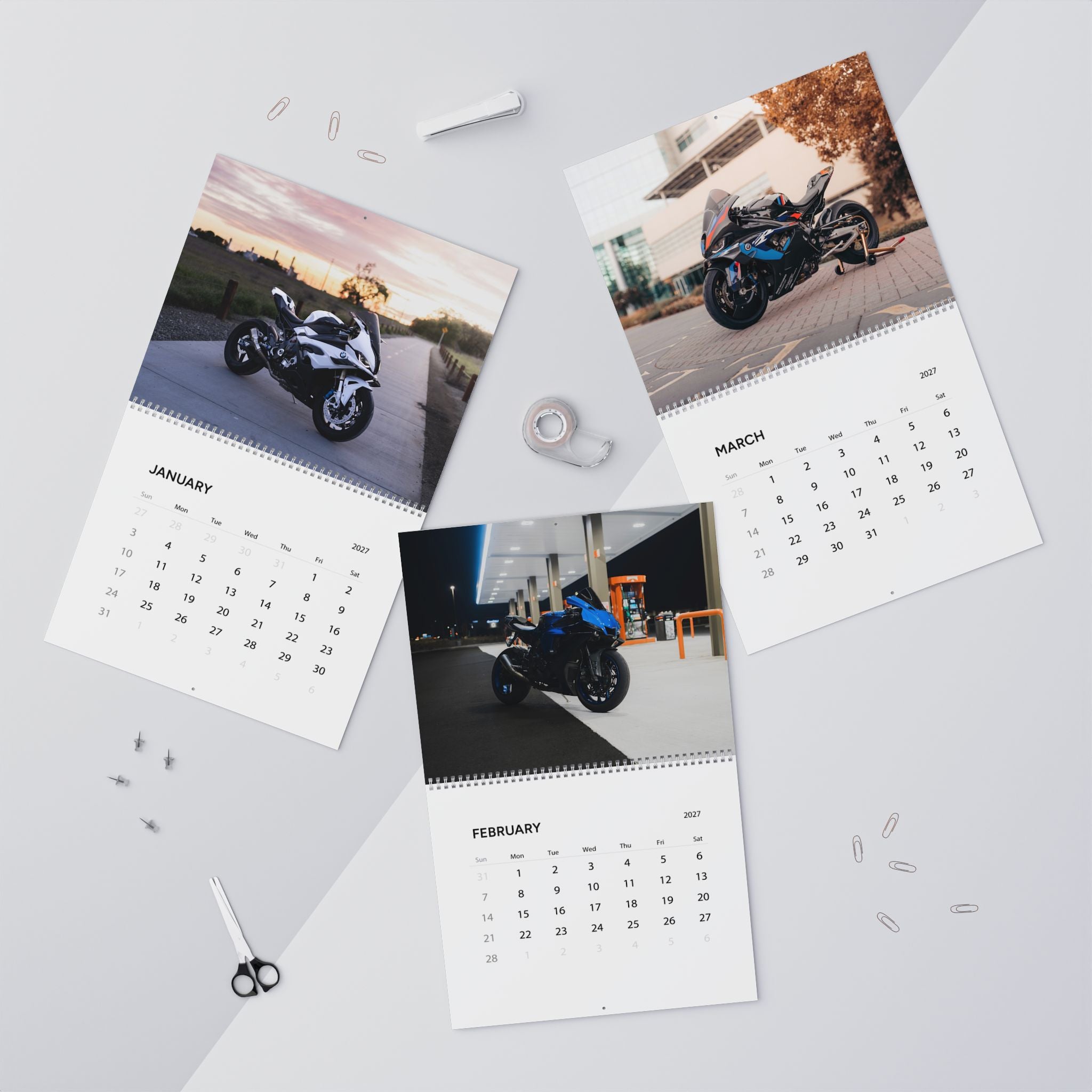 2027 Motorcycle Wall Calendar – Supersport Motorcycles, Sportbikes & High Performance Bike Artwork Collection