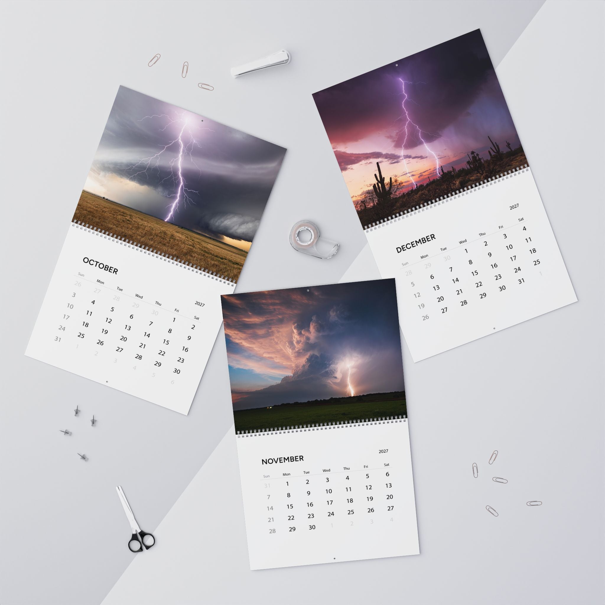 2027 Storms Wall Calendar – Thunderstorms, Lightning Skies & Atmospheric Weather Artwork