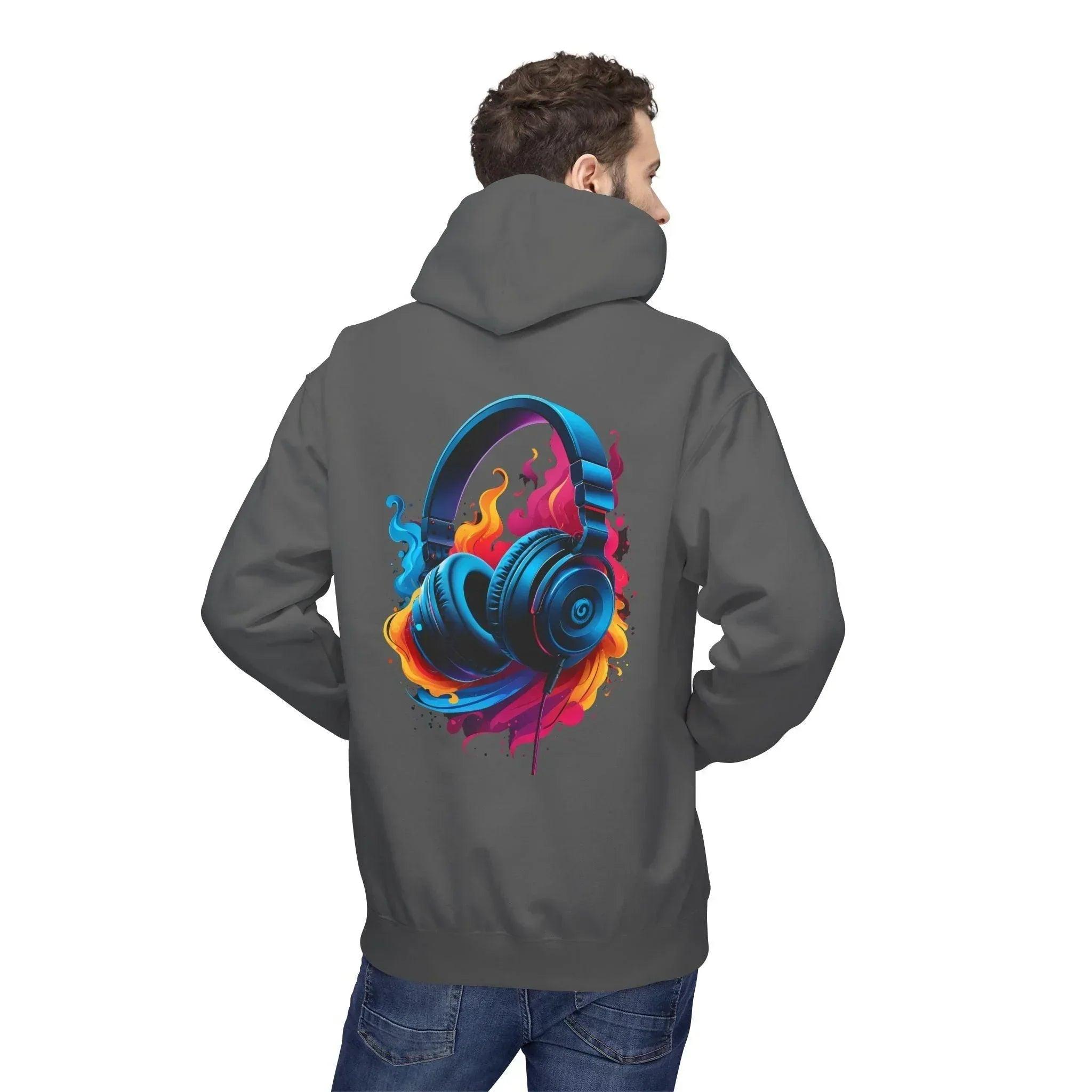 Artistic Vibes Fleece Hoodie with Headphone Design - Ultimate Comfort & Style