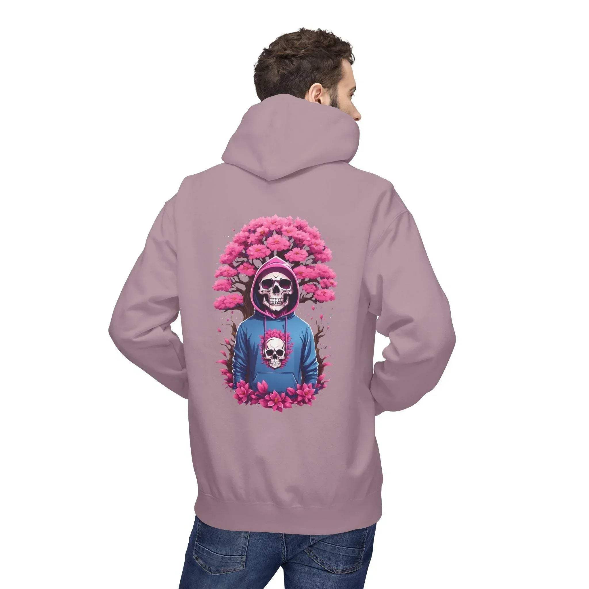 Cozy Chic Skull & Pink Floral Fleece Hoodie