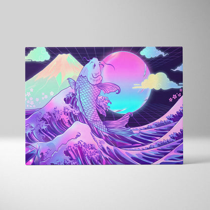Pastel Vaporwave Koi Canvas - Koi Fish Pink Purple Blue Living Room Wall Art Dreamy Mood Retro Futurism